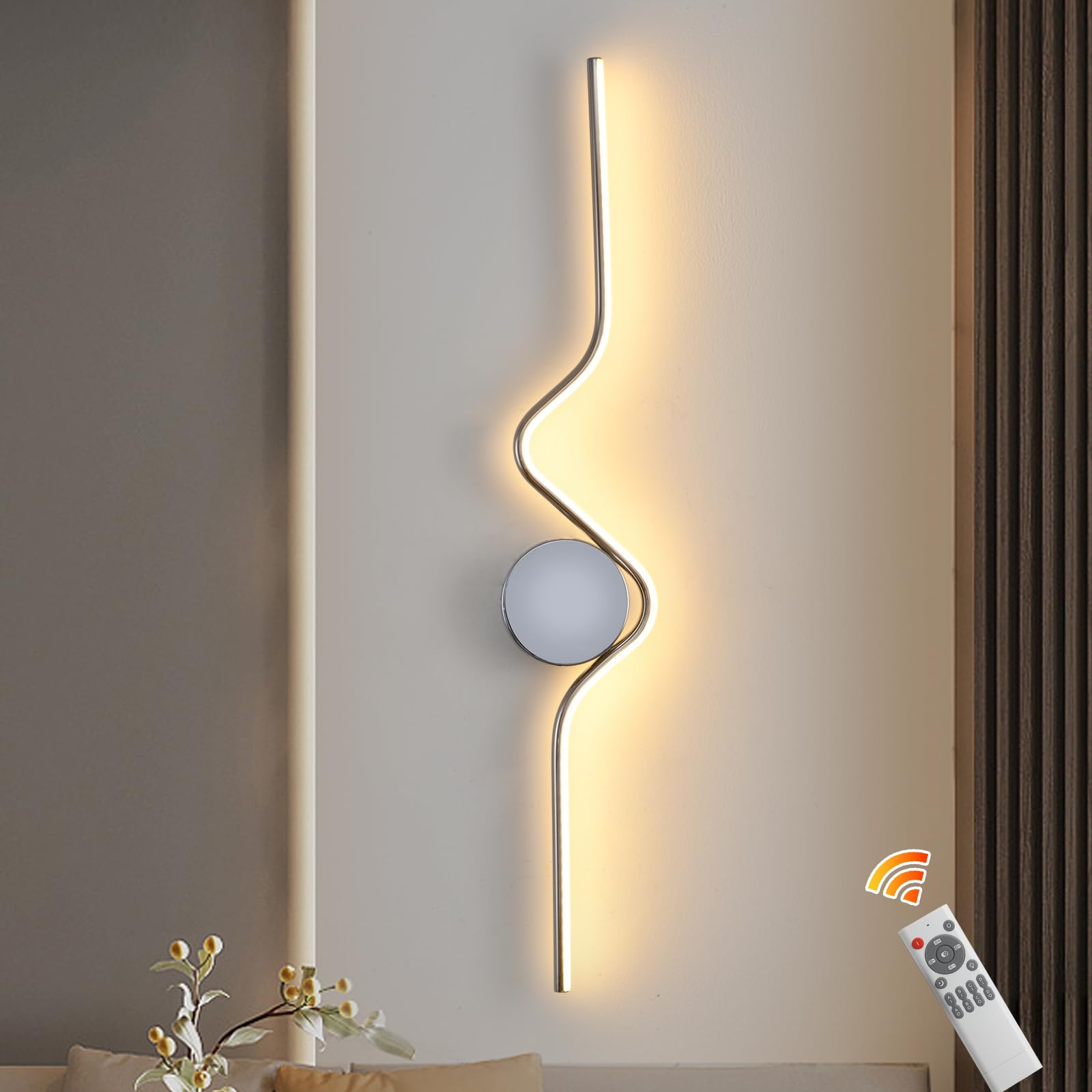 GEADI Applique LED Parete Interno, 16W 87cm Lampada da Parete Moderna Creativo, Lineare Lampada a Muro Dimmabile per Camera da Letto, Soggiorno, Corridoio, Cucina