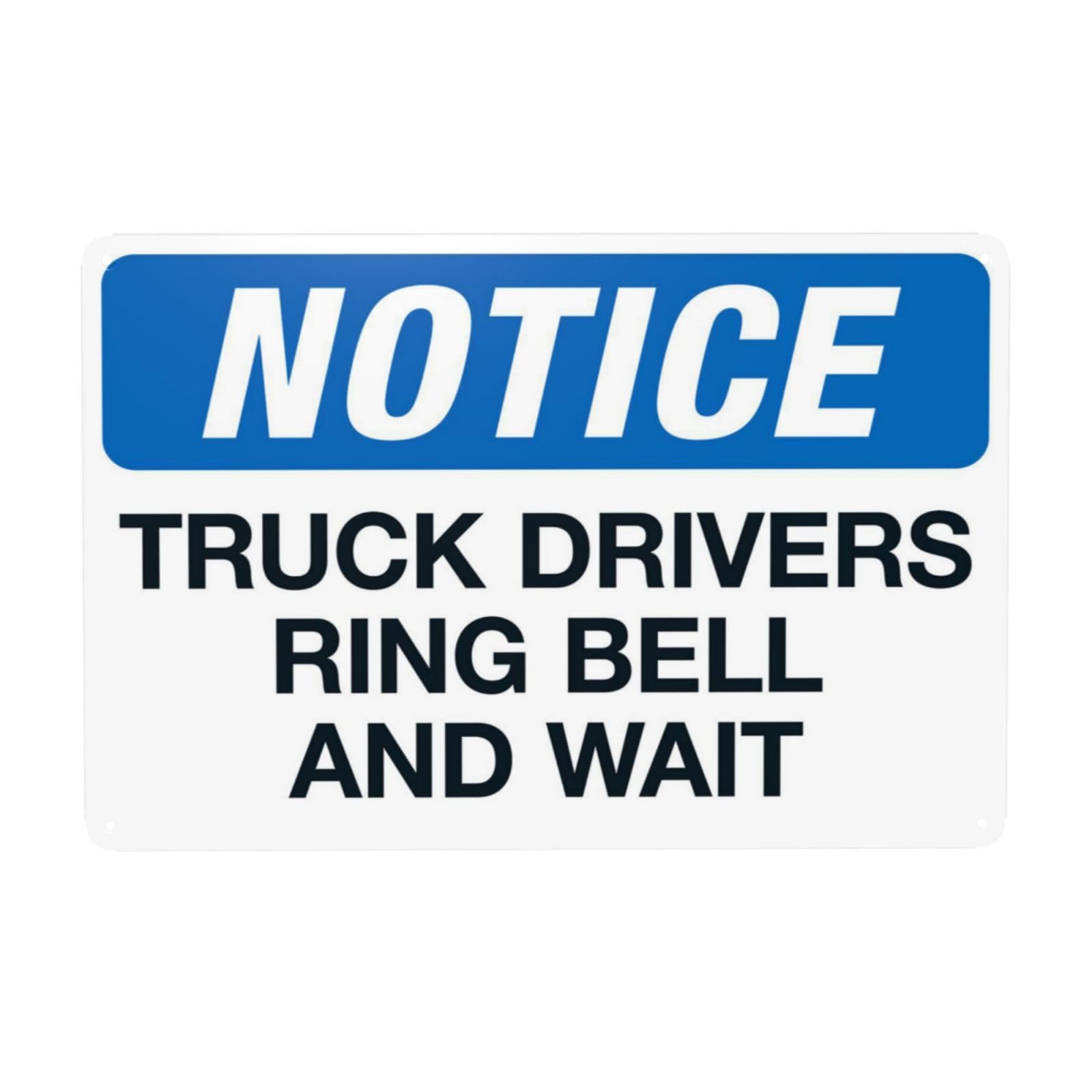 Truck Drivers Ring Bell And Wait Sign, Security Warning Metal Signs for Business Office Road Home Street Wall Safety Decor Personalized Custom Easy to Mount 30 x 20 cm