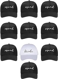 Pop Fizz Designs Bachelorette Hats { 10 Pack} 1 White Bride Hat | 9 Black Squad Hats I Bride Tribe Baseball Caps I Bachelorette Party Favors