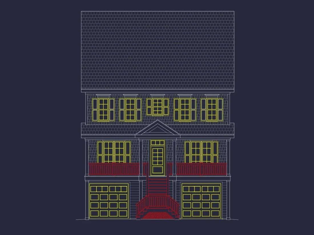 9-1754 HOUSE PLAN - Modern Beach House Plan with 3 Floors, CAD Blueprint Designs