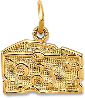 JewelryWeb 14k Yellow Gold Solid Polished Swiss Cheese Charm 15x14mm Wide Pendant Necklace for Women
