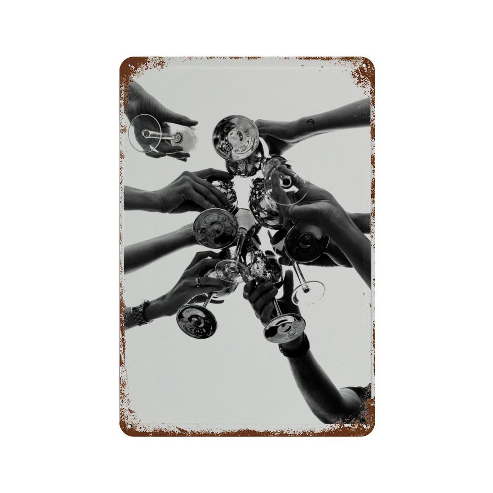 xiaoxiaoshen Cheers Cocktail ， Black And White Bar Wall Decor Art Metal Tin Poster Modern Home Decor Art Home Bar Shop Decorations Vintage Sign 30x20cm