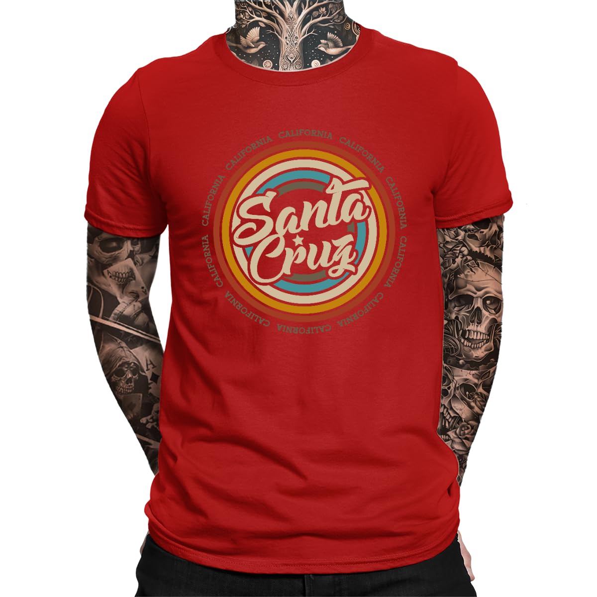Vintage Surfing Santa Cruz Surfer Retro 70s 80s California Los Angeles Men's T-Shirt, red, M