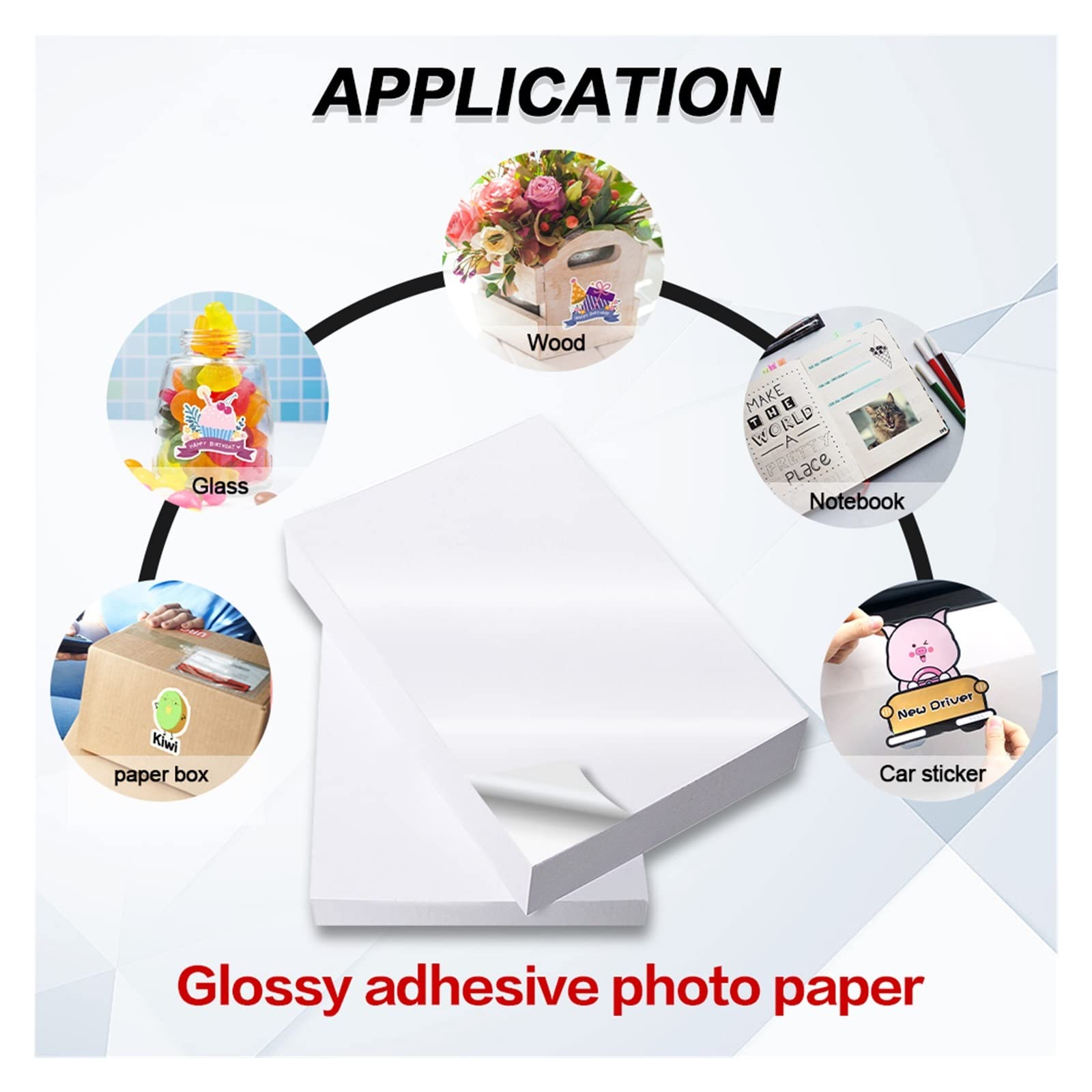 40 arkuszy błyszczący samoprzylepny papier fotograficzny A4 samoprzylepny papier do drukarek atramentowych do drukarek atramentowych wysoki połysk papier fotograficzny Lucky (Color : 20 Sheets