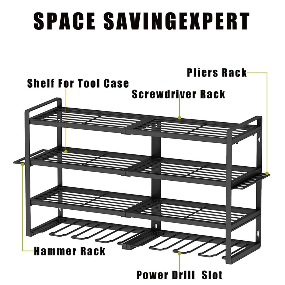 Garage Tool Manager Staffa a Parete, Gancio per Attrezzi da Giardino per Attrezzatura da Sci, Sedia, Scopa, Mop, Rake Garden Tool,80.5×18×40cm