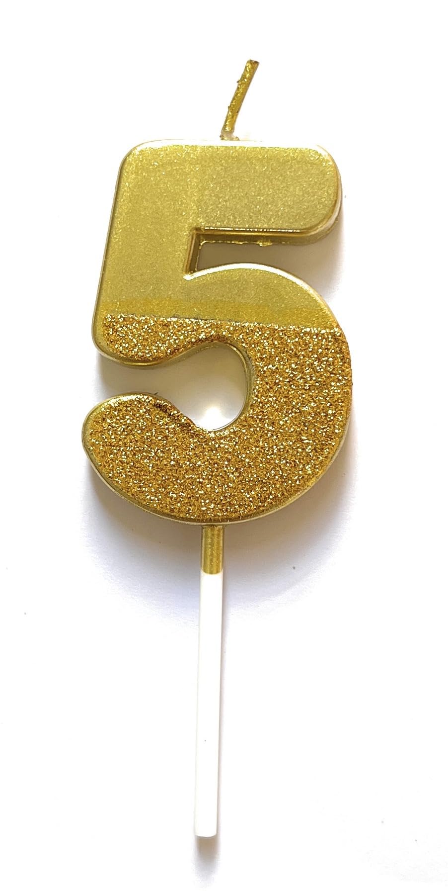 Golden Glitter Number Birthday Candle with Gold Glitter | TSA Premium Quality Cake Topper Decoration | Pretty, Sparkly for Kids, Adults,Birthday, Party, Anniversary, Milestone Age (5)