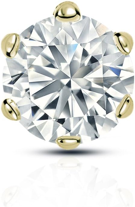 Diamond Wish 3/8 Carat Diamond Round Single Stud Earring in 14k Yellow Gold (I2-I3, cttw), 6-Prong Basket Screw Back