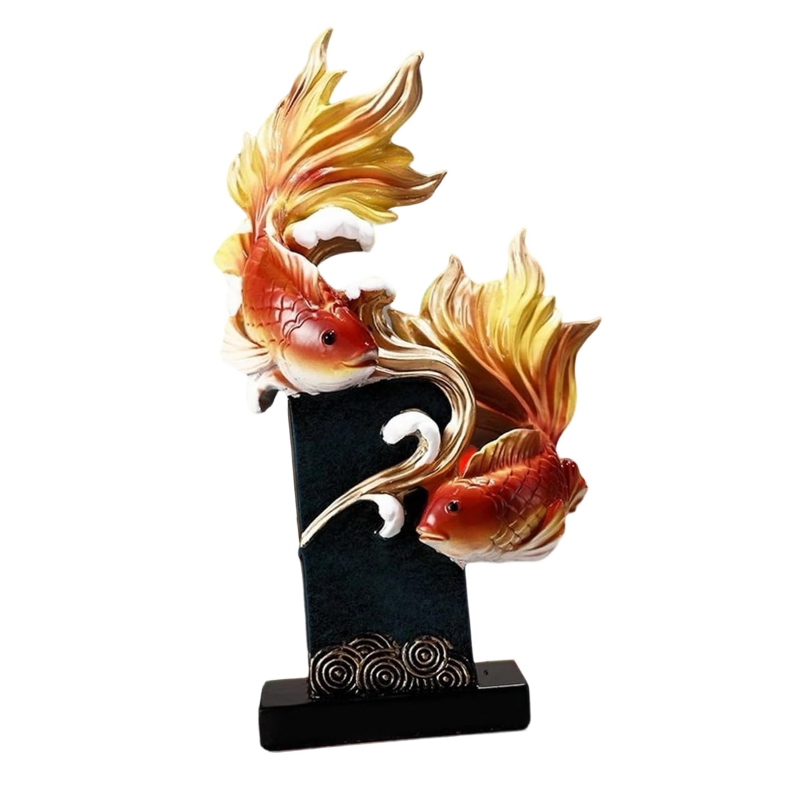 Ekoama Wealth Shui Fish Statue Handmade Resin Sculpture For Home Offices Decoration And Prosperity