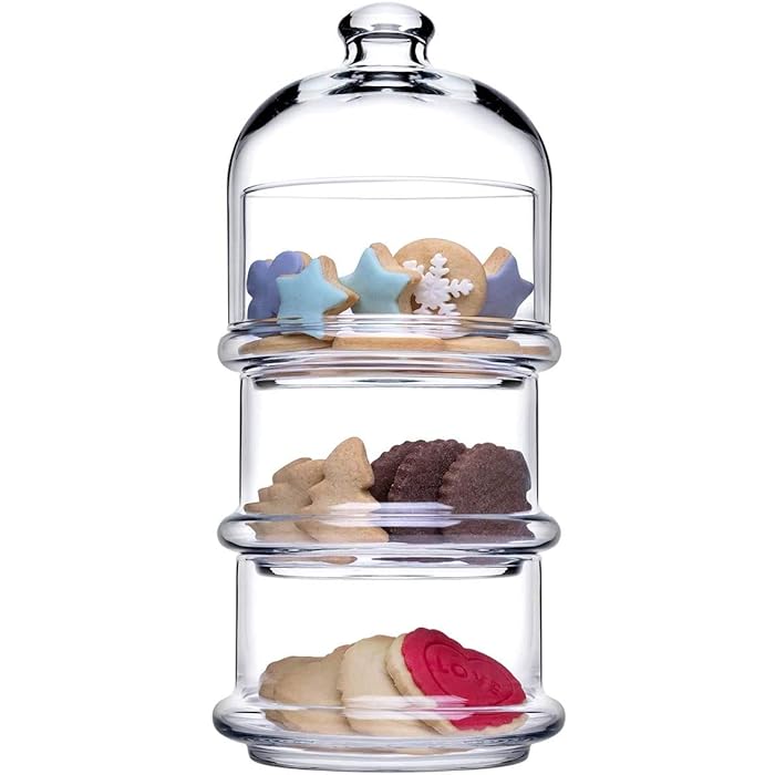 Buy Pasabahce Villa Patisserie Decorative Stackable Glass Jar with Lids Clear Glass Storage