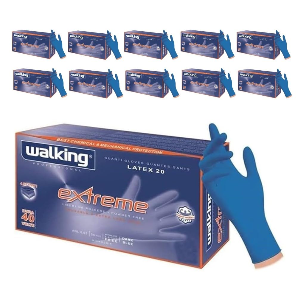 Generico Guanti Lattice WALKING EXTREME BLU Riusabili- taglia XL - 20.5 g- 500 PZ