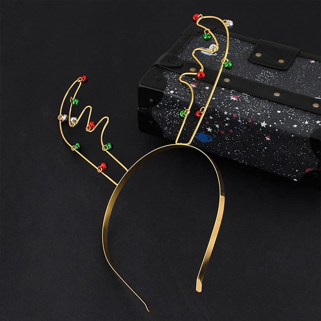 PHILSP Rentier-Geweih Stirnband Mit Glocke – Metall-Geweih, Gold Oder Silber, Für Weihnachten, Halloween & Partys