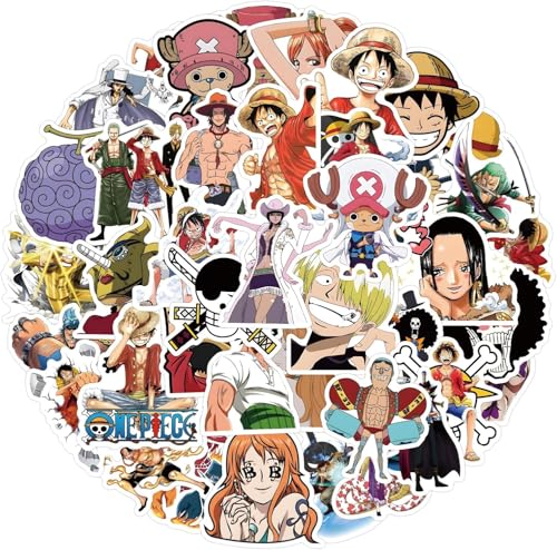 Image of 50pcs Cartoon Japanese Anime One Pice Stickers for Kids,Vinyl Waterproof One Pice Decal for Water Bottle Laptop Toy Sticker for DIY Decorate Bumper Phone Hard Hat Kids Teens Gifts