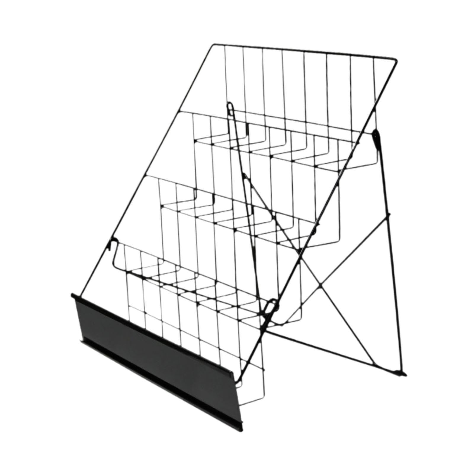 Espositore per libri in metallo a 4 livelli nd - Scaffale da tavolo salvaspazio per firme e display CD, nero da banco per ufficio e casa