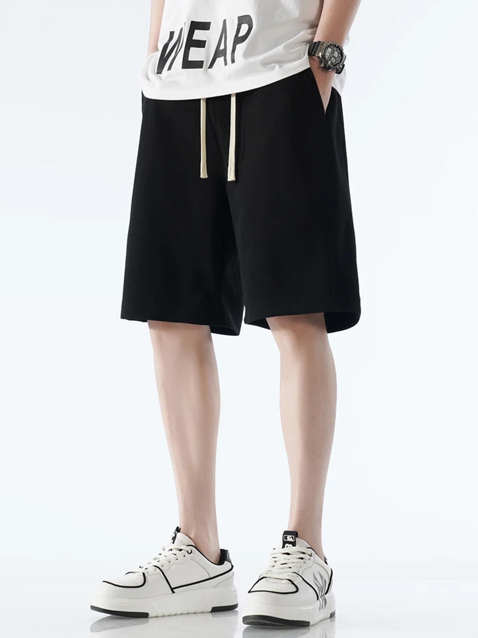 Pantaloncini Uomo Shorts Sportivi Tasche Pantaloncini da Uomo S(30) Grigio Scuro