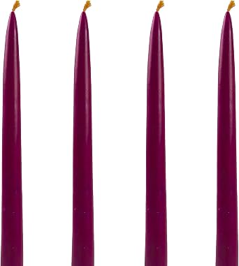 Peteko lu Wax Candle 4 Pieces Standard Candlestick Candle 25Cm Length 2Cm Thickness Burgundy Decorative Candle burgundy [Energy Class A+++]