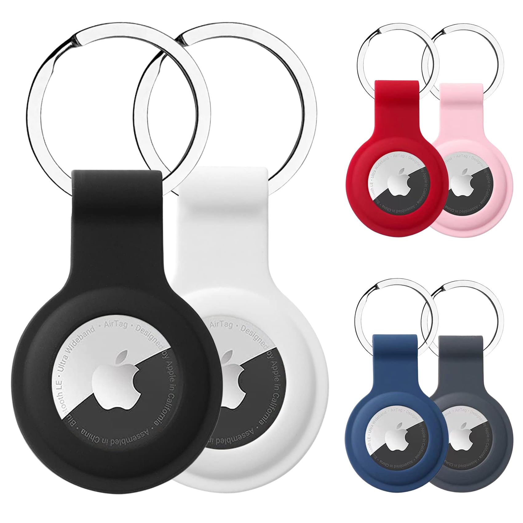 6 Custodie In Silicone Per AirTag Con Portachiavi In Alluminio – Protezione Antigraffio E Impermeabile IPX8, Colori Assortiti