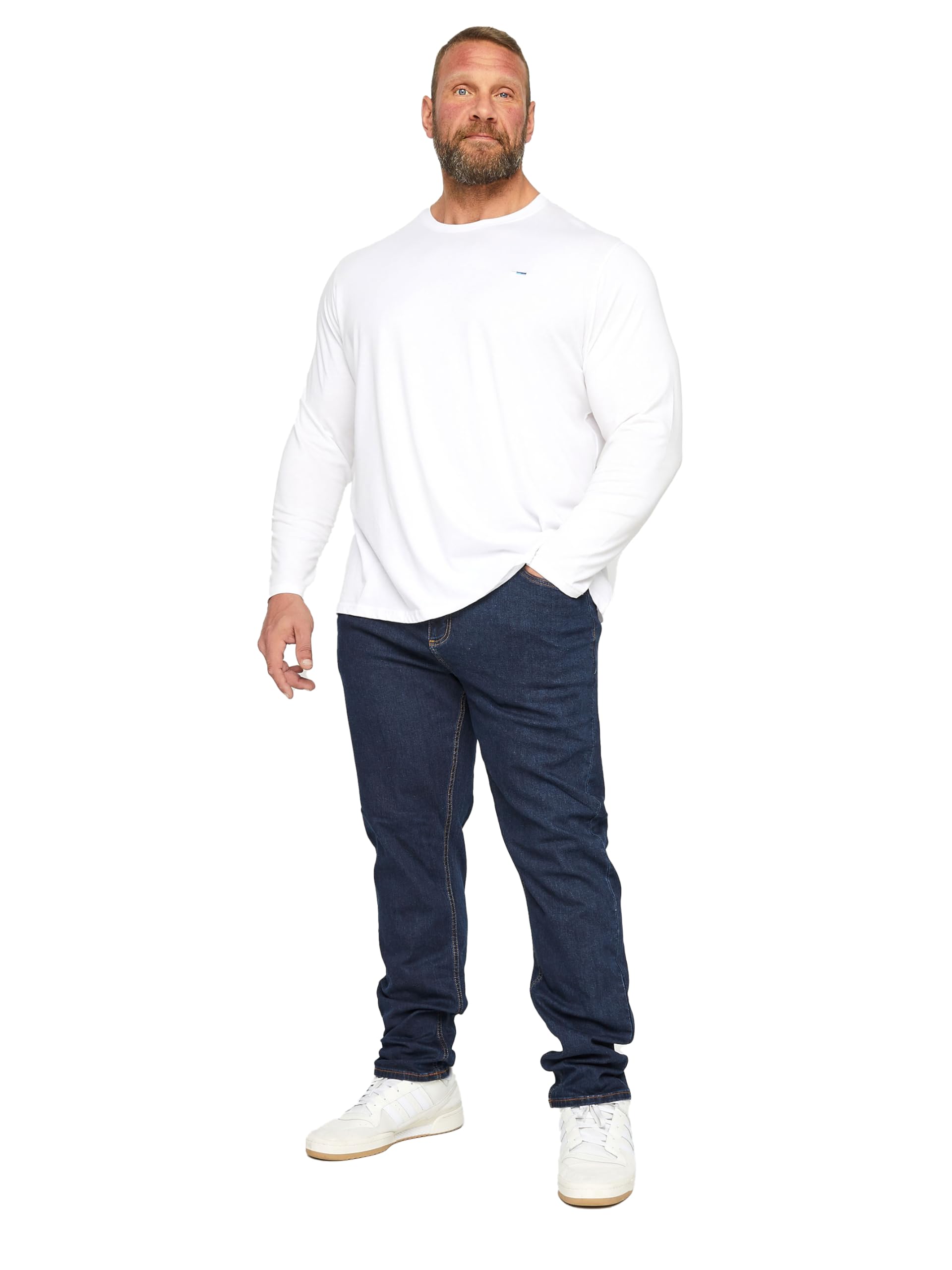 Badrhino Men's Indigo Big & Tall Blue Straight Leg Stretch Jeans - Plus Size Curve