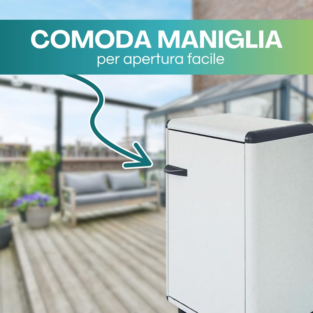 PALUPLUS Porta Bombole Gas a 1 Anta in PVC di Colore Grigio, Misura 59x39x92 cm, Maniglia e Piedi Antiscivolo, Mobile da Esterno, Made in Italy -176C