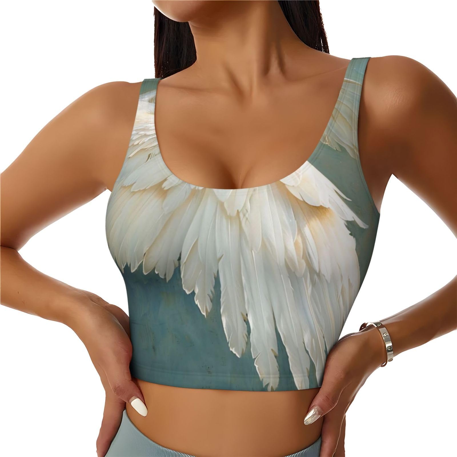 Sports Vest for Women, Seamless Comfortable Yoga Vest with Removable Pads - Angel Wing