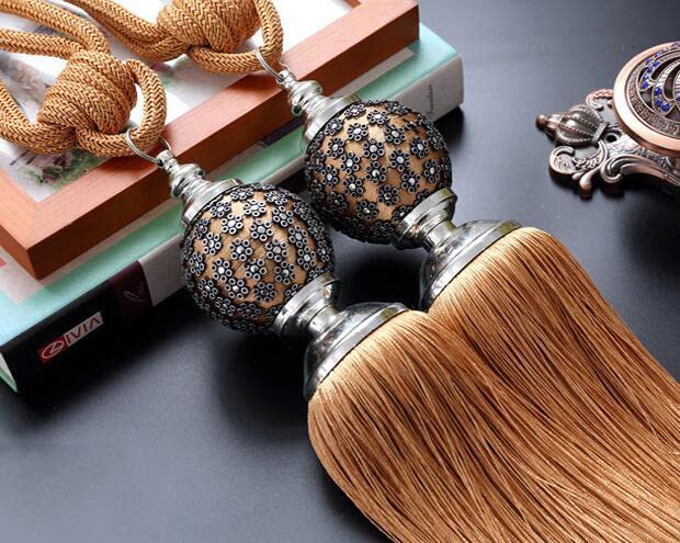 Luxe décoration de la Maison fenêtre Clips Accessoires Suspendus Ceinture Boule Rideau Sangle Gland Attache Embrasse Boucle-Jaune