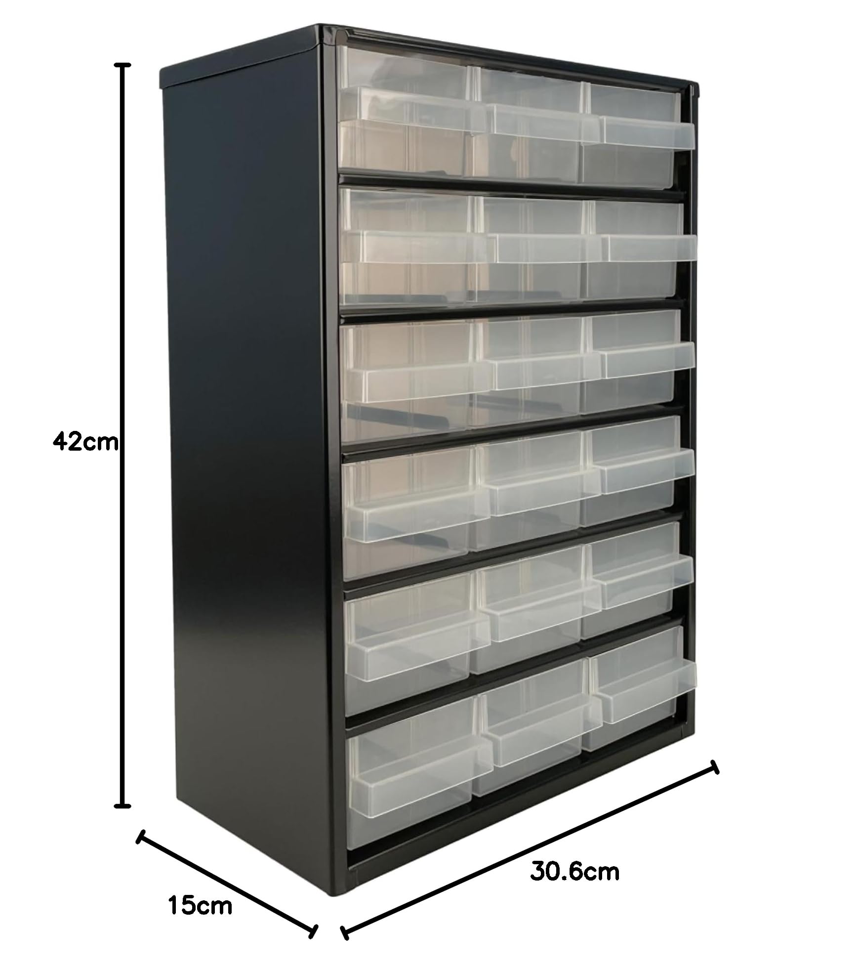 Casier à Tiroirs Raaco C9-18 - 18 Tiroirs Transparents - Charge 20kg - 15x30.6x42cm - Montable Au Mur