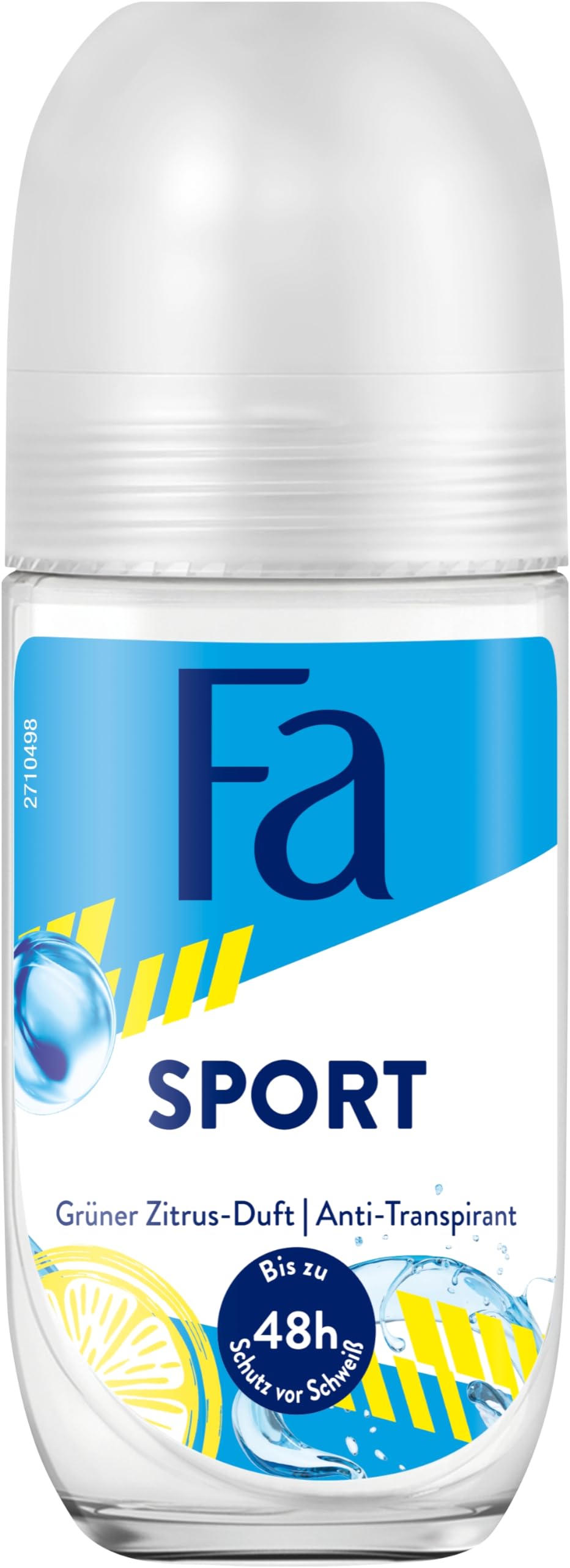 Fa Deo Roll-on Sport (12x 50 ml), Anti-Transpirant mit bis zu 48h Schutz vor Schweiß & Körpergeruch, Deo mit dem belebend-frischen Duft von grünem Zitrus