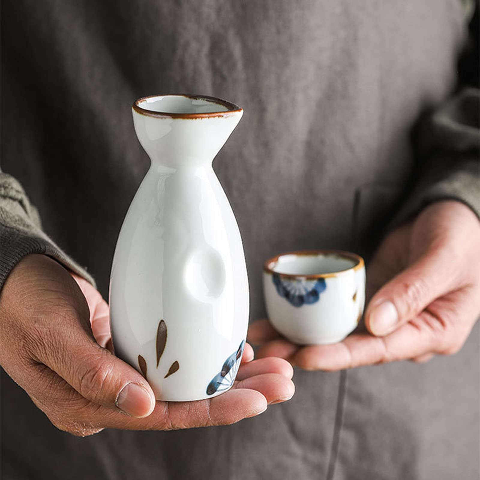Ensemble de saké, Ensemble de Tasses à saké Japonais Traditionnel, Peint à la Main, Tasses en céramique, Verres à vin Faits à la Main, Ensemble de 4
