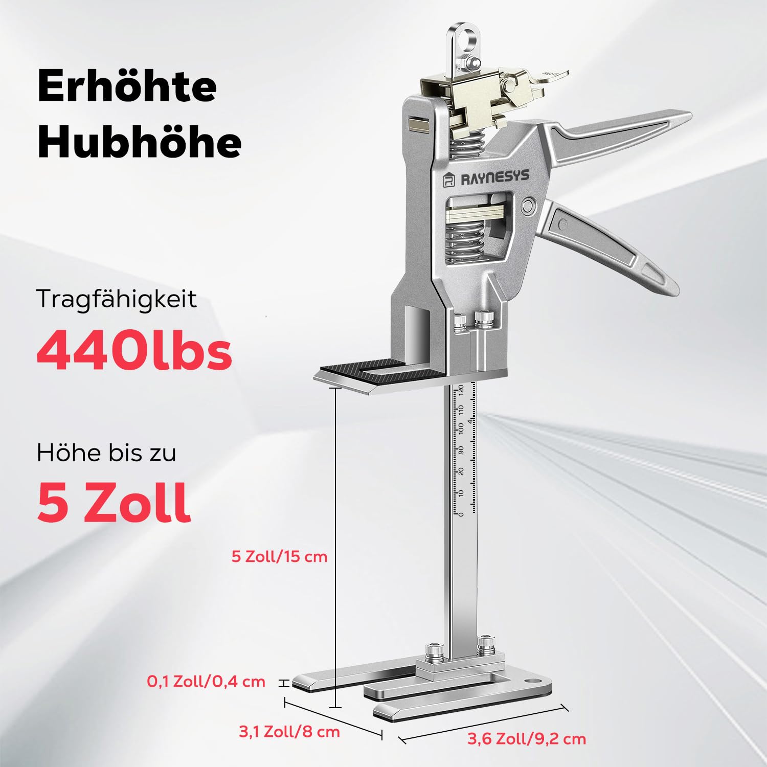 Raynesys 2 Stück Arbeitssparender Arm, 12 Zoll Ganzmetall Hebewerkzeug 440LBS Kapazität, Wandfliesen-Lokalisierer für Möbel, Türen, Board Heber, Präzise Kontrolle bei langsamem/schnellem Abstieg