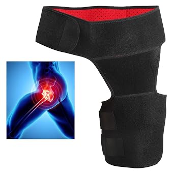 Pongnas Groin Support Brace, Compression Brace Wrap for Hip, Sciatica Nerve Pain Relief Thigh Hamstring, Quadriceps, Joints Support Adjustable One Size