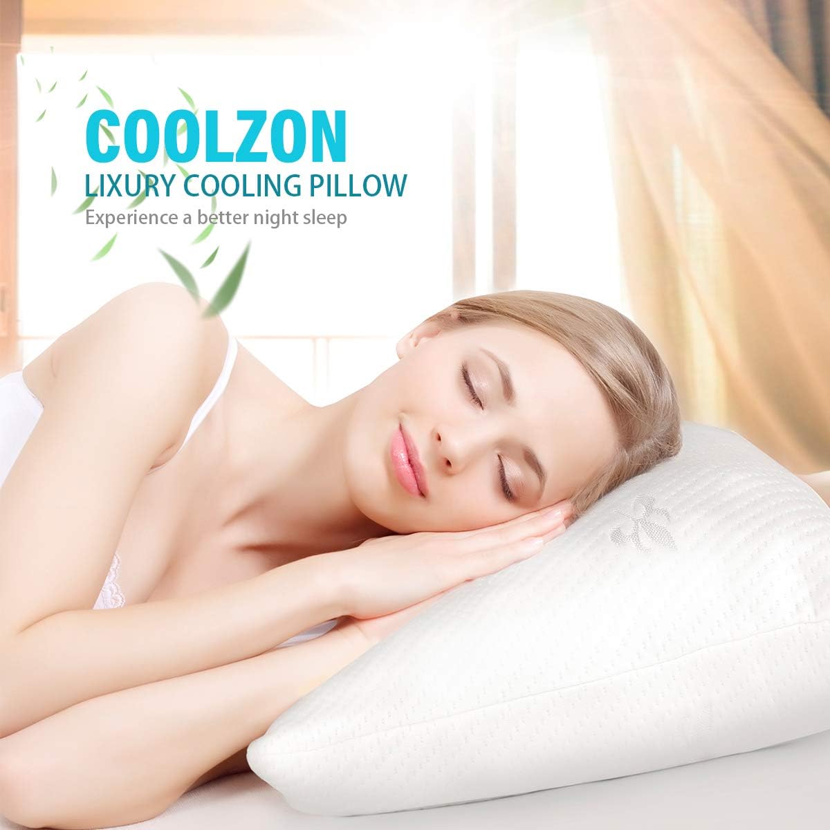 Cooling Bed Pillows for Sleeping Shredded Memory Foam Pillow Standard(20x26) with Washable Pillow Cover,Great Support and Fluffy