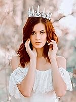 Vista 4 de SWEETV Tiaras y coronas para mujer, tiara de boda de cristal para novia, corona plateada de metal, accesorios de fiesta de disfraces
