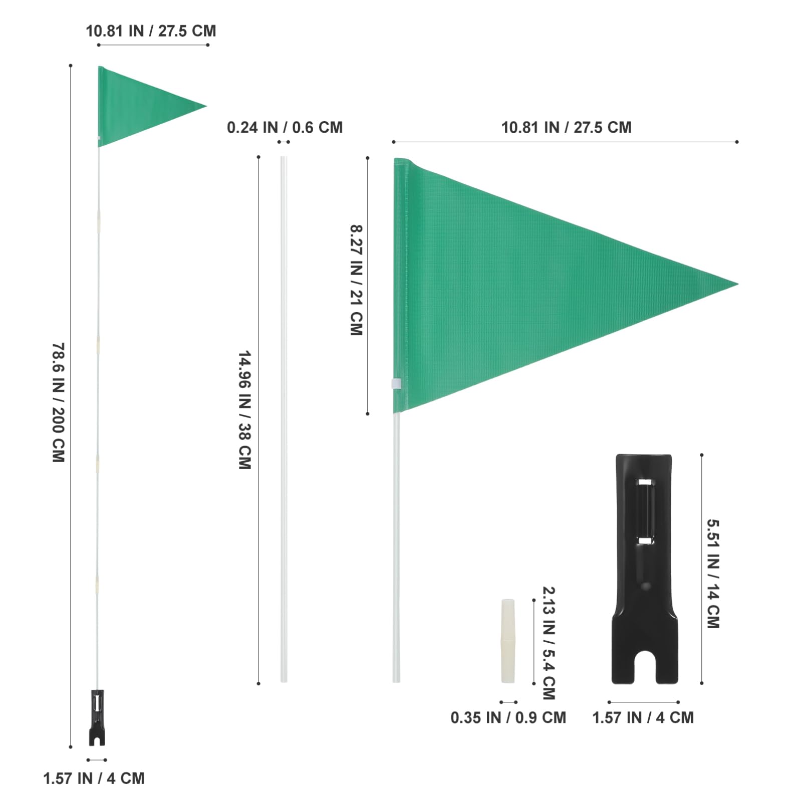 VOSAREA Heavy Duty Safety Flag with Adjustable Pole - High Visibility Pennant Flag for Outdoor Cycling - Trailer and Dirt Bike Safety for Increased Visibility