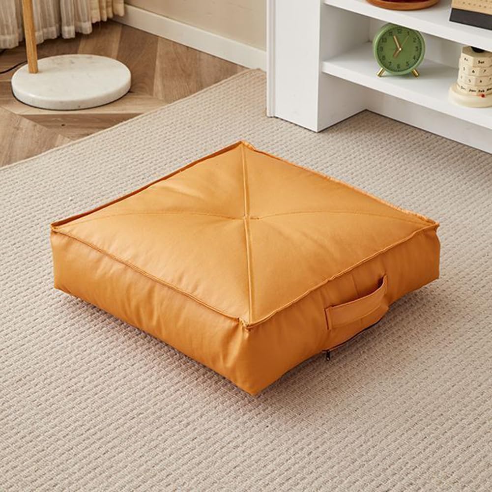 YOUGANG Faux Leather Booster Cushion, Thick Portable Square Seat Pad, Waterproof Outdoor Garden Chair Seat Pad, Wheelchair Cushion for Elderly (Yellow, 40x40x10cm)