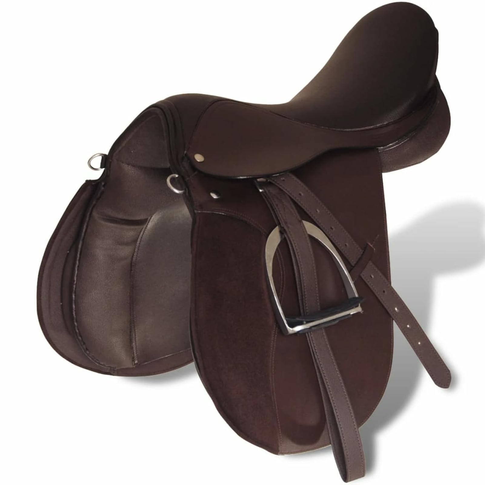Set Sella Equitazione 17,5" in Pelle Naturale Marrone 12 cm 5-in-1,Articoli Sportivi,Ricreazione all'aperto,Equitazione,Finimenti per Cavalli,Selle-90647
