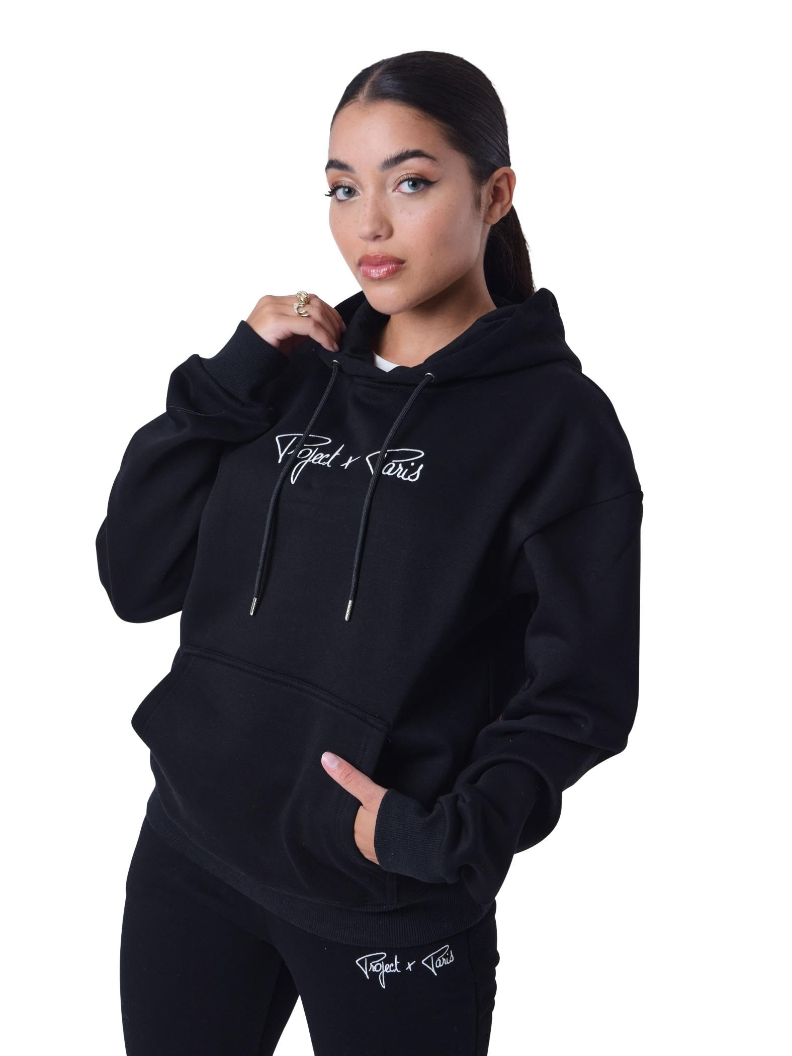 Sweat à Capuche Femme Illustrated People - Taille XS, Noir, 100% Coton, Occasion Parfait état