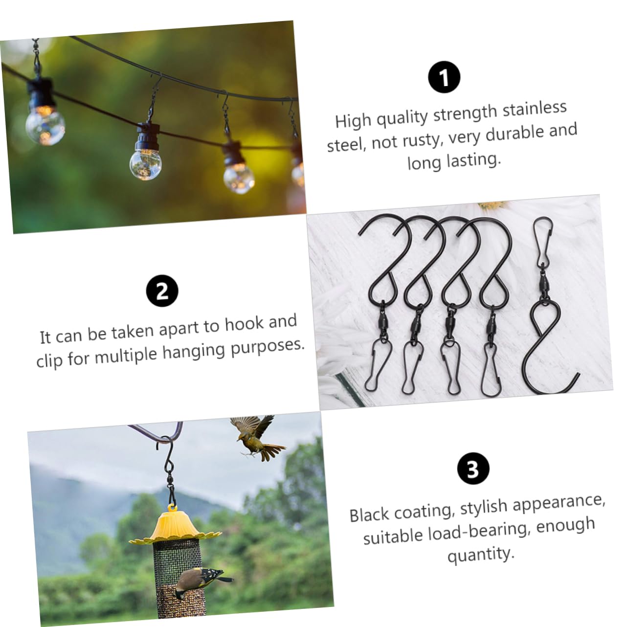 KONTONTY 10Pcs Swivel Hooks Clips for Hanging Wind Spinners Rotating Display Hooks and Rustproof for Outdoor Decor and Light String Use