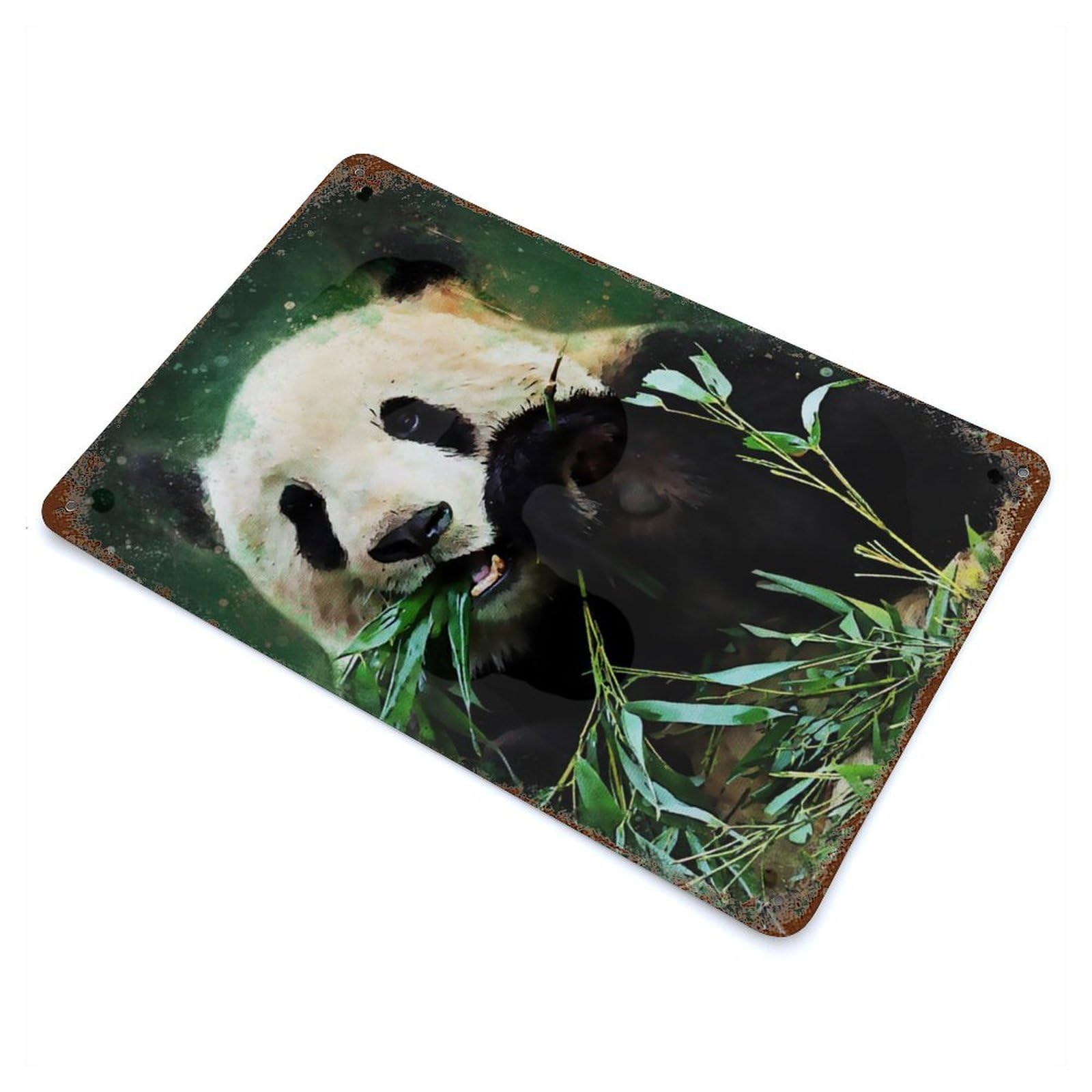 Cute Panda Vintage Rust Metal Sign 11.8"x7.9", Shabby Chic Decor for Garage, Pub Or Kitchen