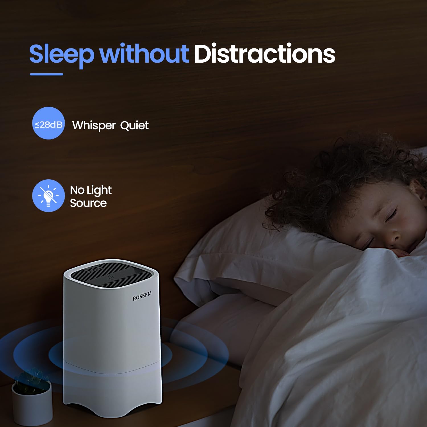 Piccoli purificatori d'aria per casa, mini purificatore d'aria per scrivania, camera da letto, ufficio, auto, stanza, purificatore d'aria HEPA portatile per fumo, polvere con luce notturna
