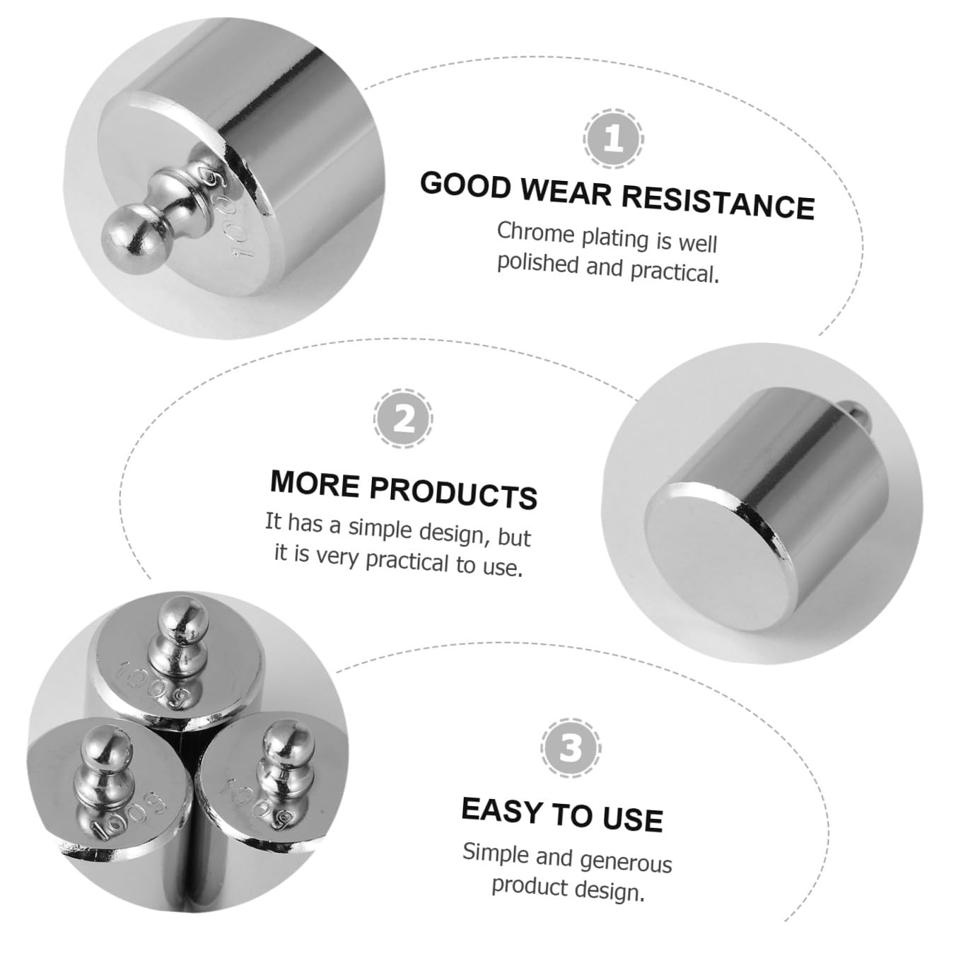 VALICLUD Lot de 3 Poids D'étalonnage Chromés M2 100 G en Acier pour Balance Numérique, Instrument Pédagogique, Accessoires Précis pour Balances Électroniques et Laboratoire Scientifique
