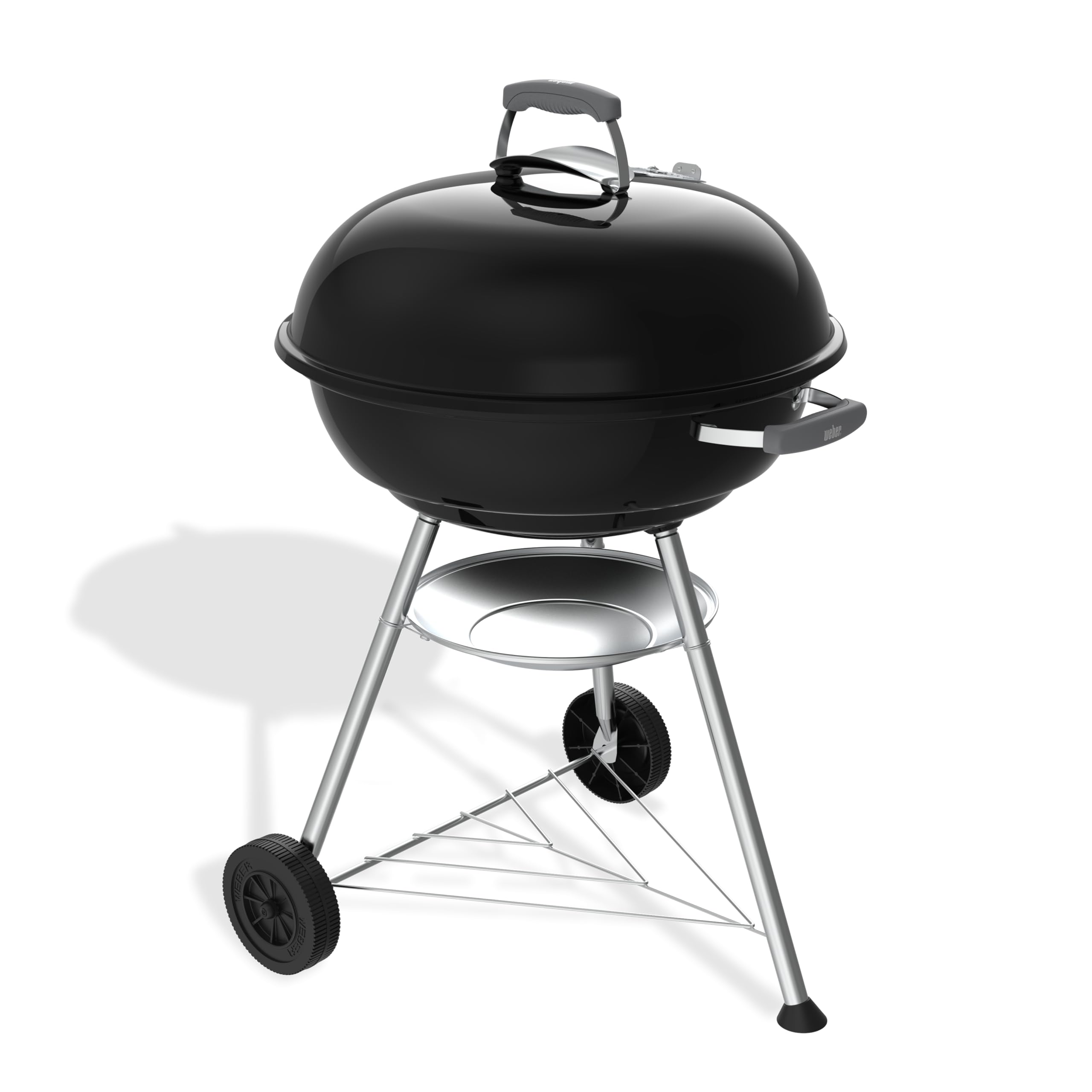 Weber Grill Węglowy Weber Compact Kettle (Wersja 2026), Trójnóg i Kółka, Odporny na Ciepło i Rdzę, Chromowany Ruszt Trójwarstwowy, 57 cm, Czarny