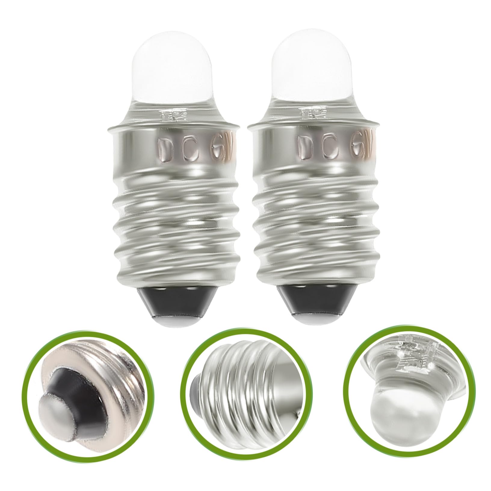 Baluue Lampadina LED E10 Attacco 6v 2 Pezzi Mini Torcia Piccola Lampadina Metallo e Vetro Alta Prestazione Stabile per Ragazzo Ragazza