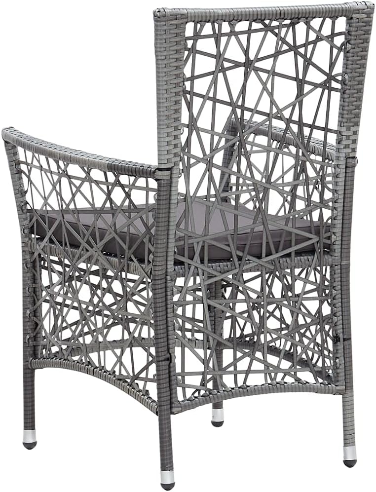 5 Piece Patio Dining Set,Backyard Decor,Party Furniture,Casual Table Chairs,Afternoon Tea Suit,Conversation Furniture,Perfect for Outdoor Garden, Lawn, and Backyard, Poly Rattan Gray