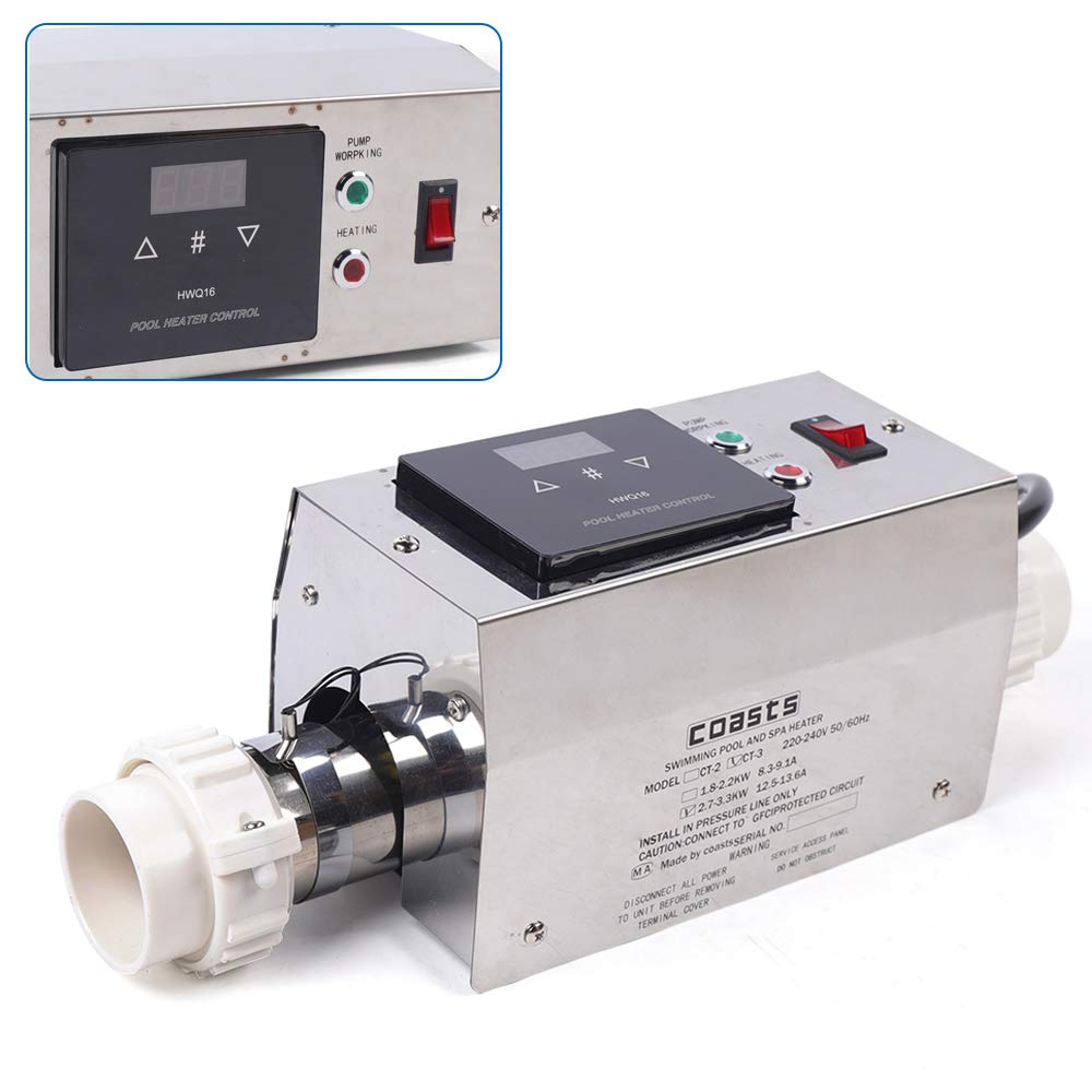 Riscaldatore per piscina 3 kW termostato scambiatore di calore per piscine spa, vasche da bagno, riscaldatore elettrico per piscine, pompa di calore per vasca da bagno