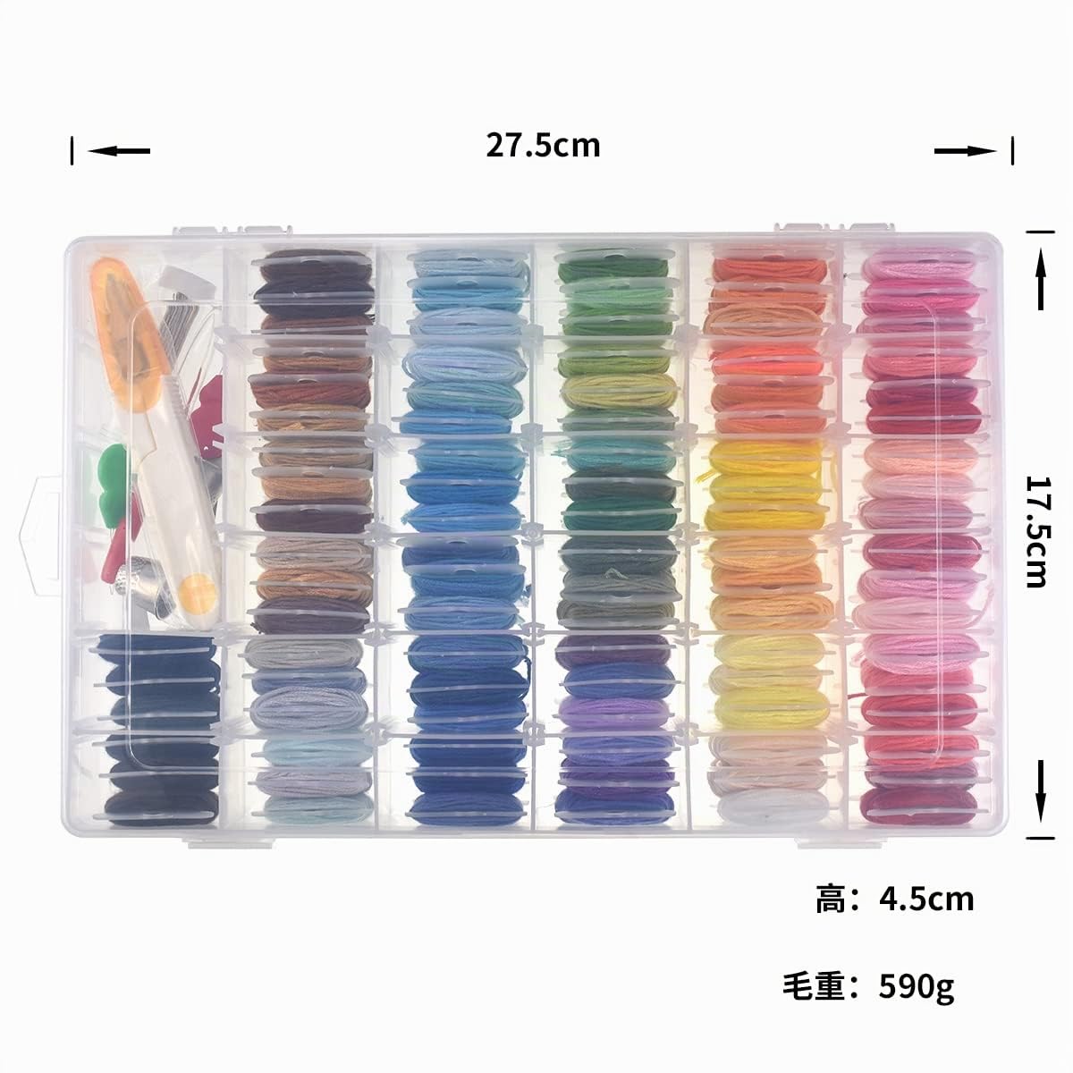Kit di Accessori per Filo da Ricamo a Punto Croce in 100 Colori con Scatola portaoggetti per Organizer Set per Ricamo a Punto Croce