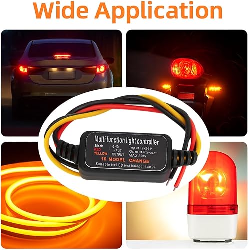 Miniatura 7 de Bnineteenteam 4 unidades de módulo intermitente de controlador estroboscópico de flash, 16 modos ajustables DC9-26V LED de luz de freno intermitente