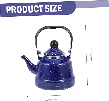 VALICLUD Enamel Teakettle for Boiling Water Decorative Teapot Removable Infuser Stovetop Safe for Tea Serving and Camping