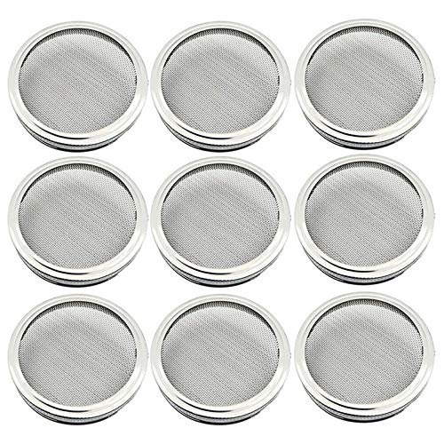 Shumo 9Pcs Stainless Steel Sprouting Lids Seed Sprouting Screen for Wide Mouth Mason Jars Sprout Seeds 86mm