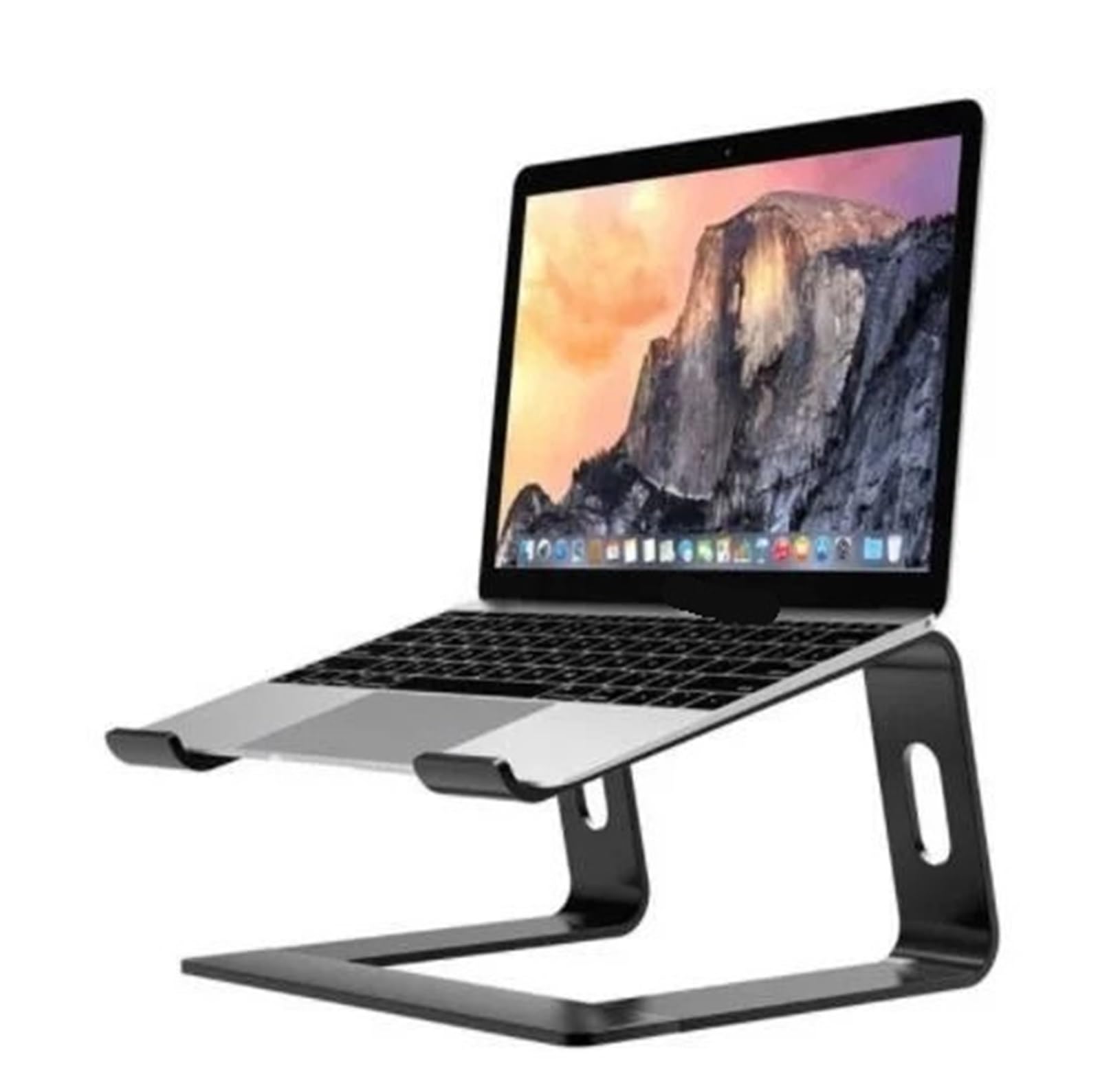 Support ordinateur portable noir en aluminium rehausseur ventilé universel