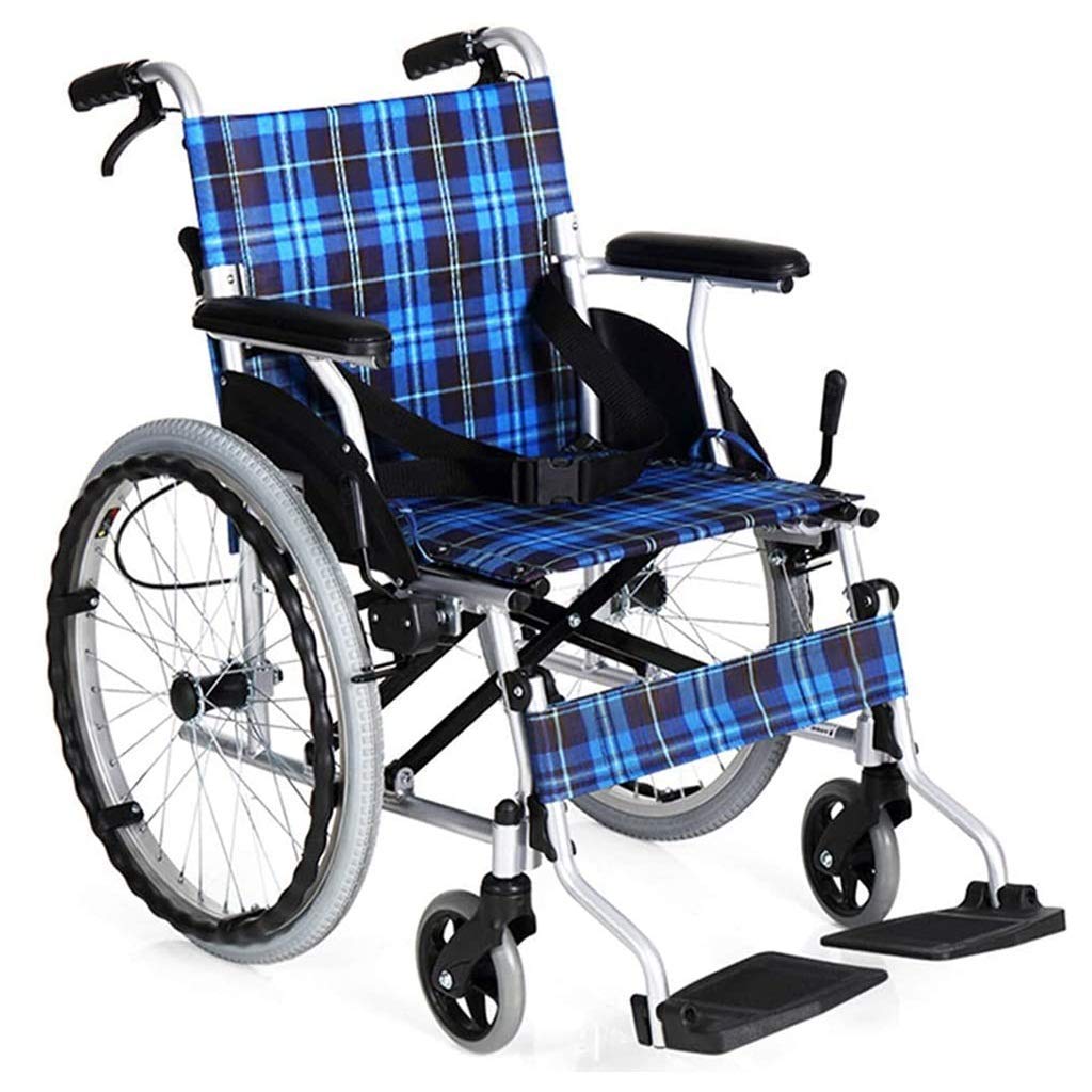 Fauteuil Roulant Portable Automoteur De Transport Mobile, Chariot Pliable Léger, Portable Autopropulsé Avec Pédale Réglable, Accoudoir Confortable En Alliage D'Aluminium Pour Personnes Âgées/Handicap