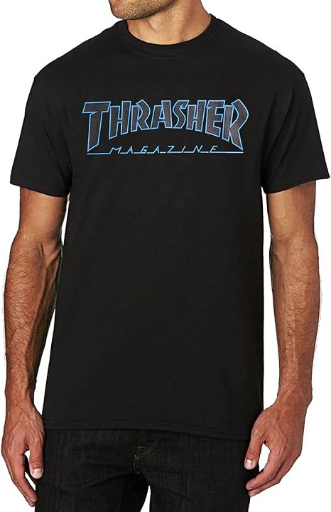 THRASHER, T-shirt outlined, Black black 